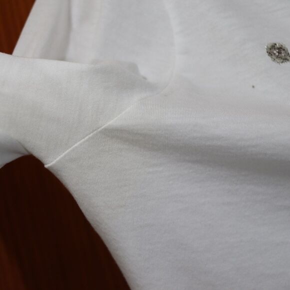 Velvet Silver Embellished Long Sleeve Tee | Vintage 90s Normcore Medium - Picture 8 of 12